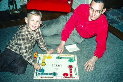 1955 - Playing Sorry with my dad