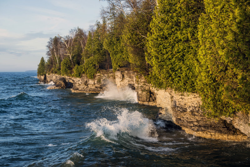 Waves breaking at Cave Point State Park, Door County, WI