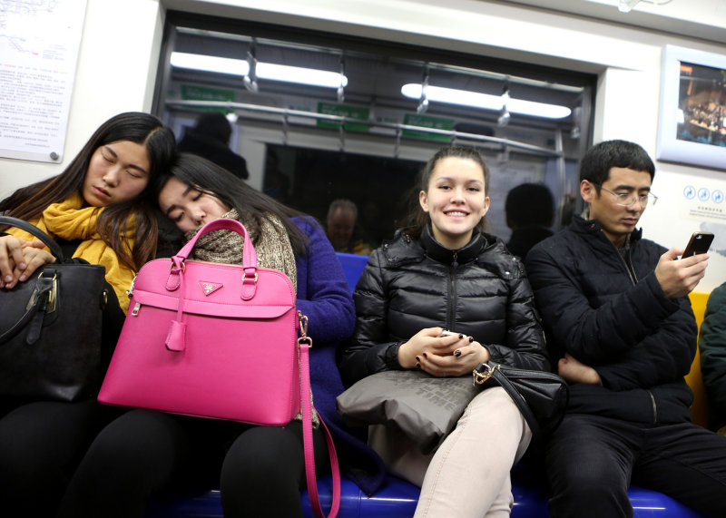 Mia on the subway