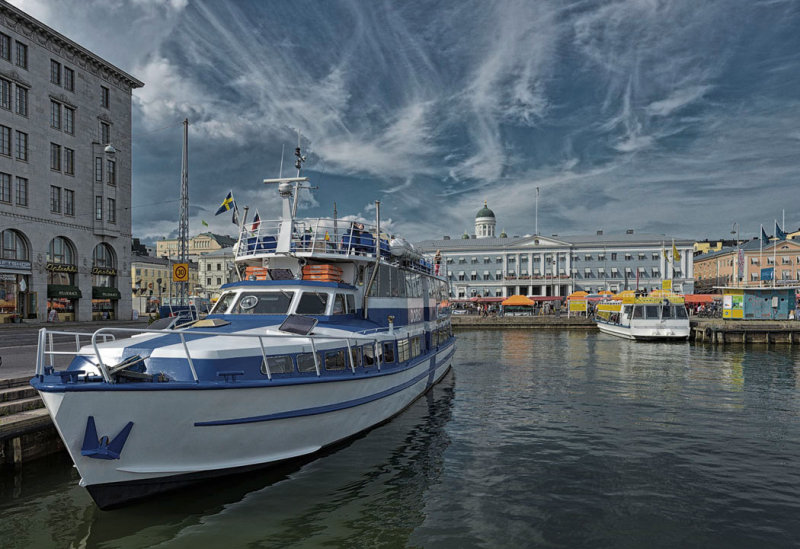 Boats in Market Basin with Wispy Clouds