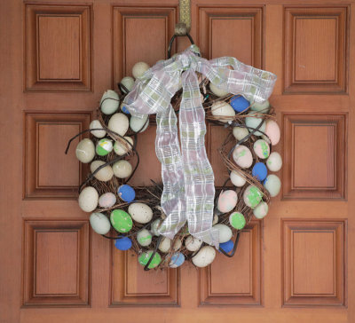 Junco nest location, front door wreath, 2015