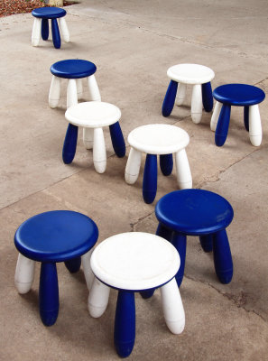 Blue and White Stools