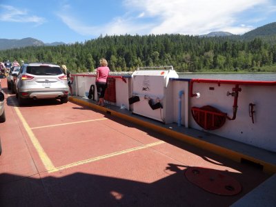 The emergency escape slide fitted to the side of the vessel, one on either side.