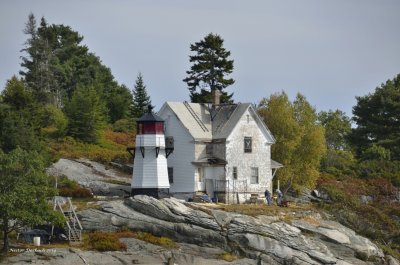  Perking Head Light as seen by boat from the town of  Bath Maine -  