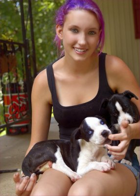 Lauren loves the puppies 