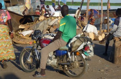 Taking fish to market by motorbike.