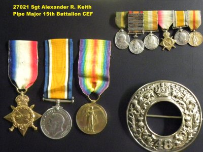 Pipe Major Alexander Reid Keith, 15th Battalion CEF / 48th Highlanders