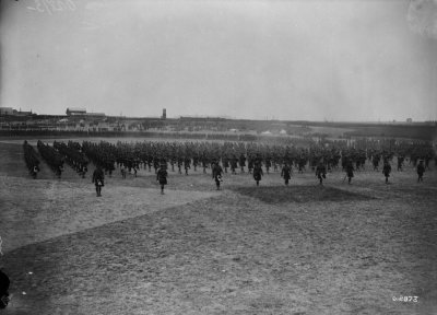 Massed Canadian and Scottish Pipe Bands, Canadian Sports Day, 1918