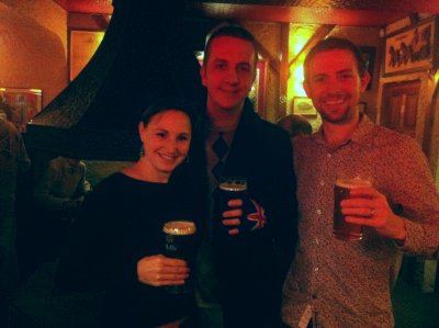 Fiz, me, and Martin in Old Hastings pub