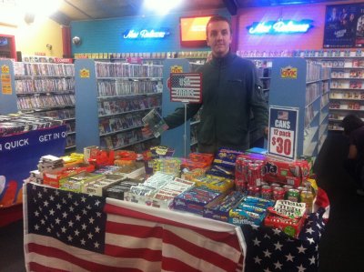 Me at a video rental store