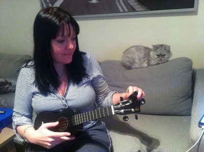 Pam and her ukulele