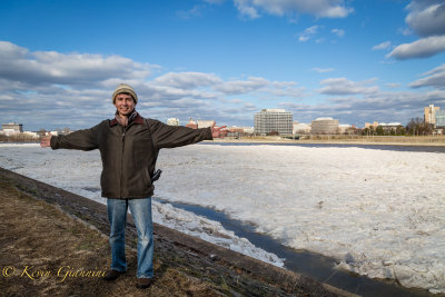 James in front of the Ice Blockage