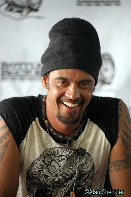 Michael Franti in the media tent