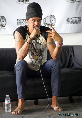 Michael Franti in the media tent