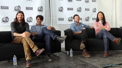 Avett Brothers in the media tent