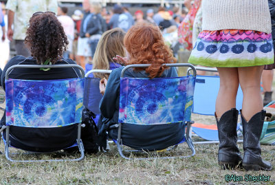 Colorful chairs - and boots