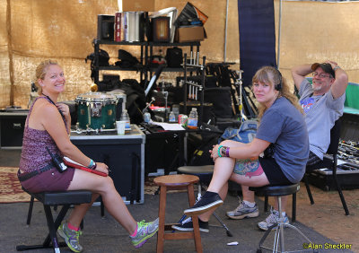 Part of the backstage crew: Erin, Stephanie, and Rob