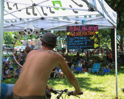 Bike pedaling powered the stage