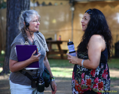 Artist Liaison Nancy with Pacific Curls' Ora Barlo backstage