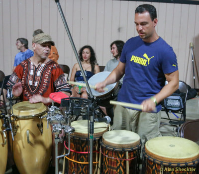 Late-night drumming with Ryan