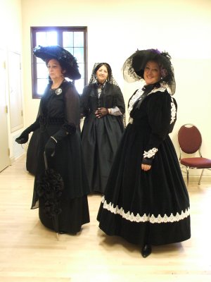 Backstage before Dickens fashion show Cindy P(1910), Mary D(1850), Gina L(1830)