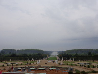 The gardens of Versaille, as far as your eyes can see in either direction