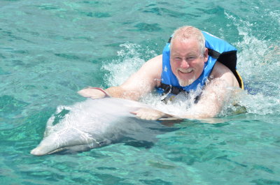 Being pulled by the dolphin