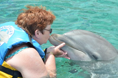 Kissing the dolphin