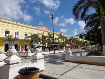 Walking the old town square of Cozumel