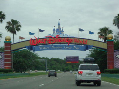 Heading into Disney World on a very hot and muggy day