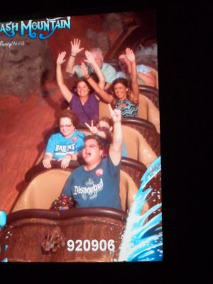 Being stupid and riding on Splash Mountain-we're in the back row