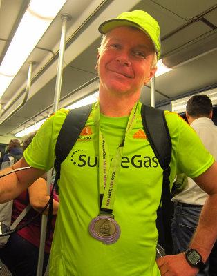 This marathoner finished in 3.5 hours and went home in the subway
