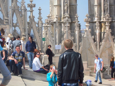 The Milan Duomo, with a Marathon, viewed from the roof