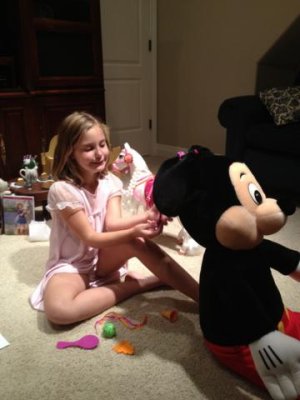 mickey was getting a hair extension
