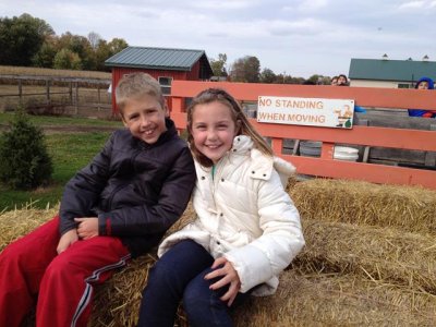 enjoying the hay ride