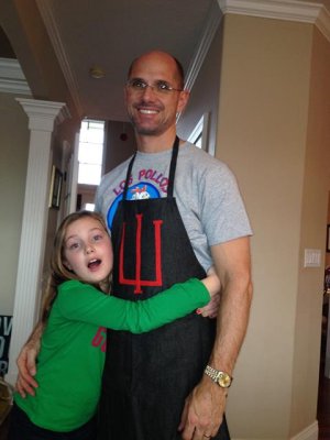 jeff's new apron, courtesy of mom