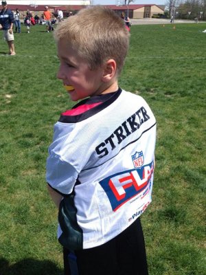 striker's first football game of the season