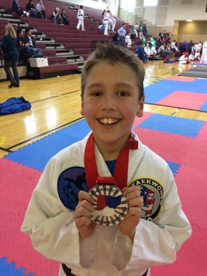 he placed fourth in sparring- not bad!