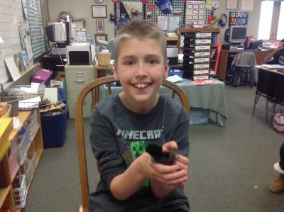 joey holding one of the chicks his class hatched