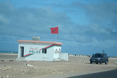 A POLICE STOP POINT AT BOUJDOUR . WESTERN SAHARA . 8 / 3 / 2010
