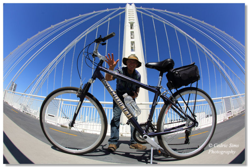 Bill Taylor biking on the Bay Bridge