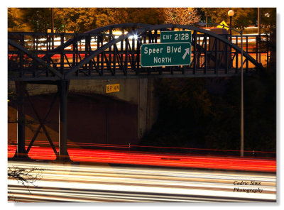 Car light trails on I-70 Denver, Co.