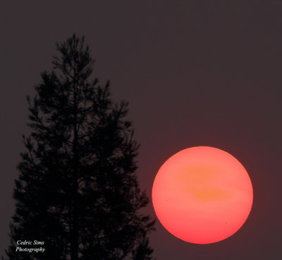  Colorful sunset due to the smoky skies from the Butte fire.