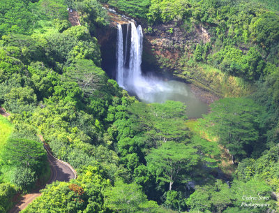 Wailua Falls view from helicopter