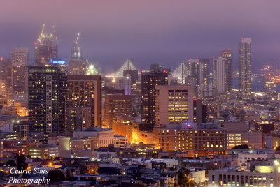 San Francisco Skyline with Baybridge, View from Corona Heights