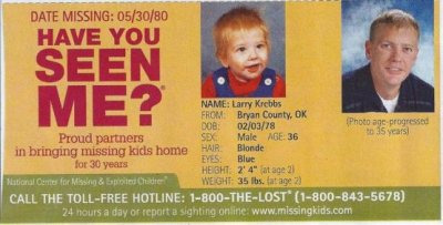 Larry Krebbs missing since May 30, 1980