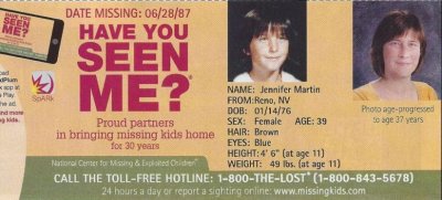 Jennifer Martinmissing sinceJune 28, 1987