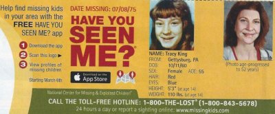 Tracy Kingmissing since07/08/1975