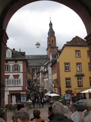 Heidelberg Steingasse seen from the Old Bridge