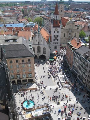 Munich. Marienplatz seen from the Town Hall Tower